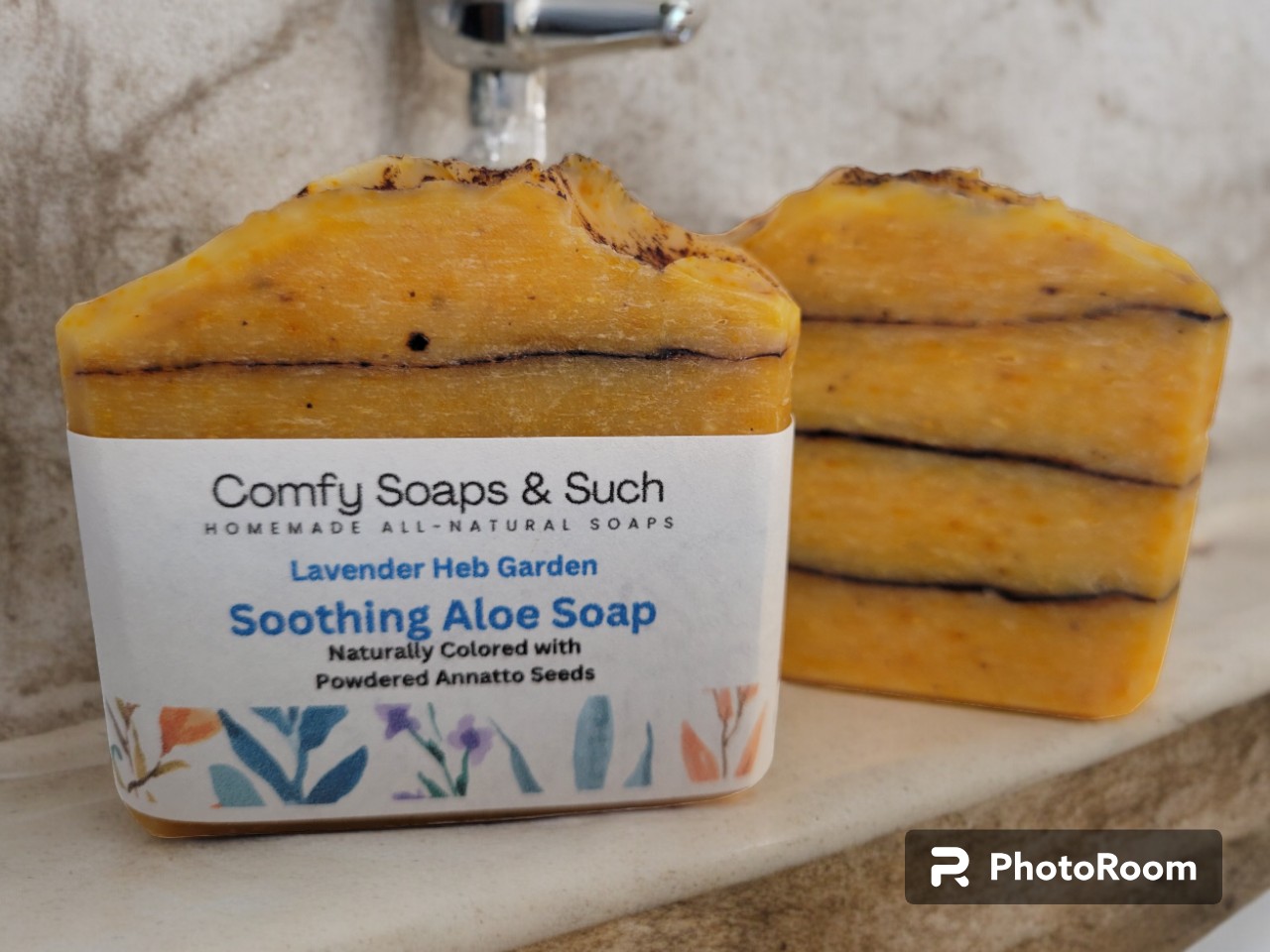 Aloe vera soap with powdered annatto seeds