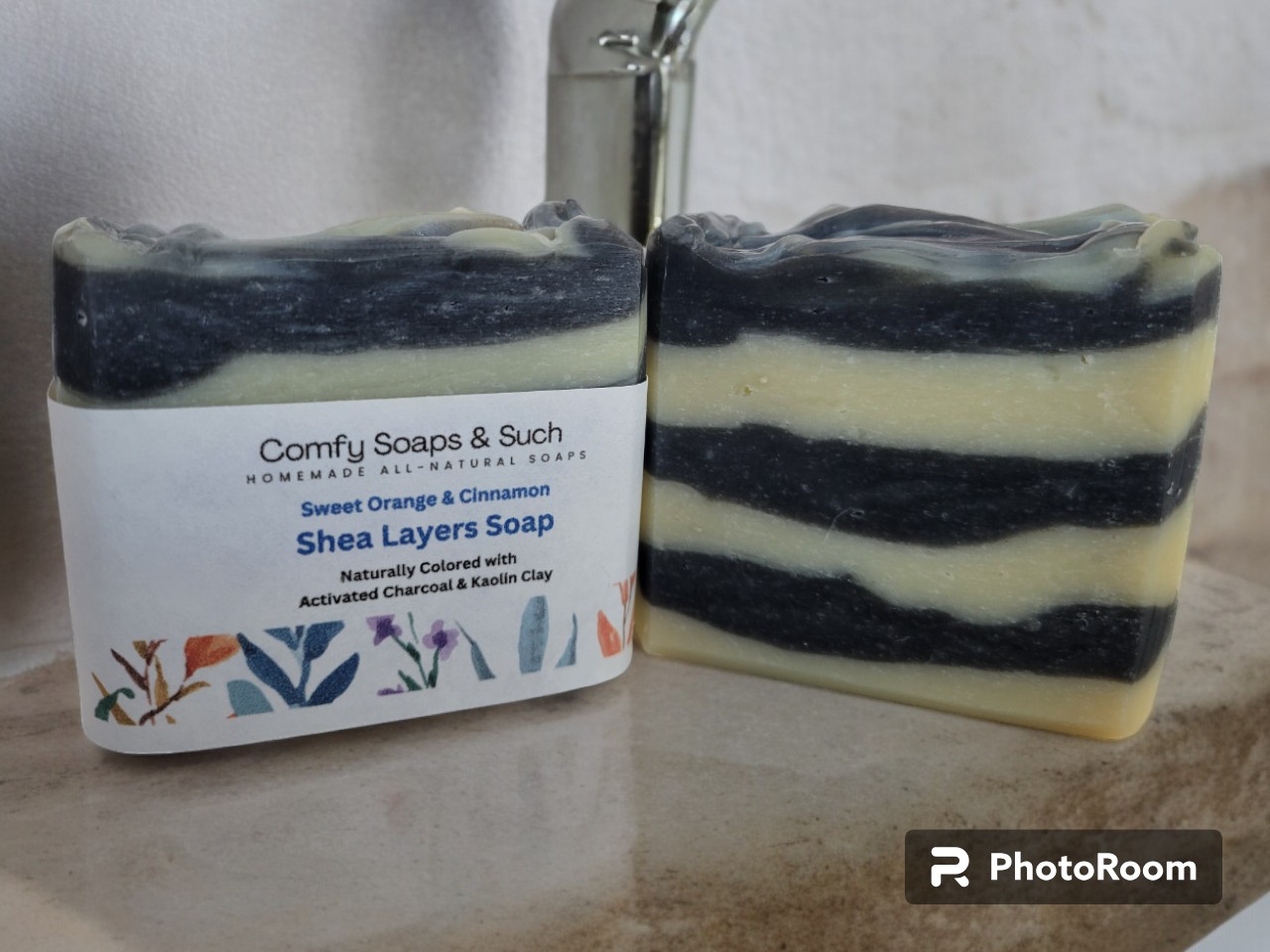 Zebra Stripe Shea Butter Soap with activated charcoal