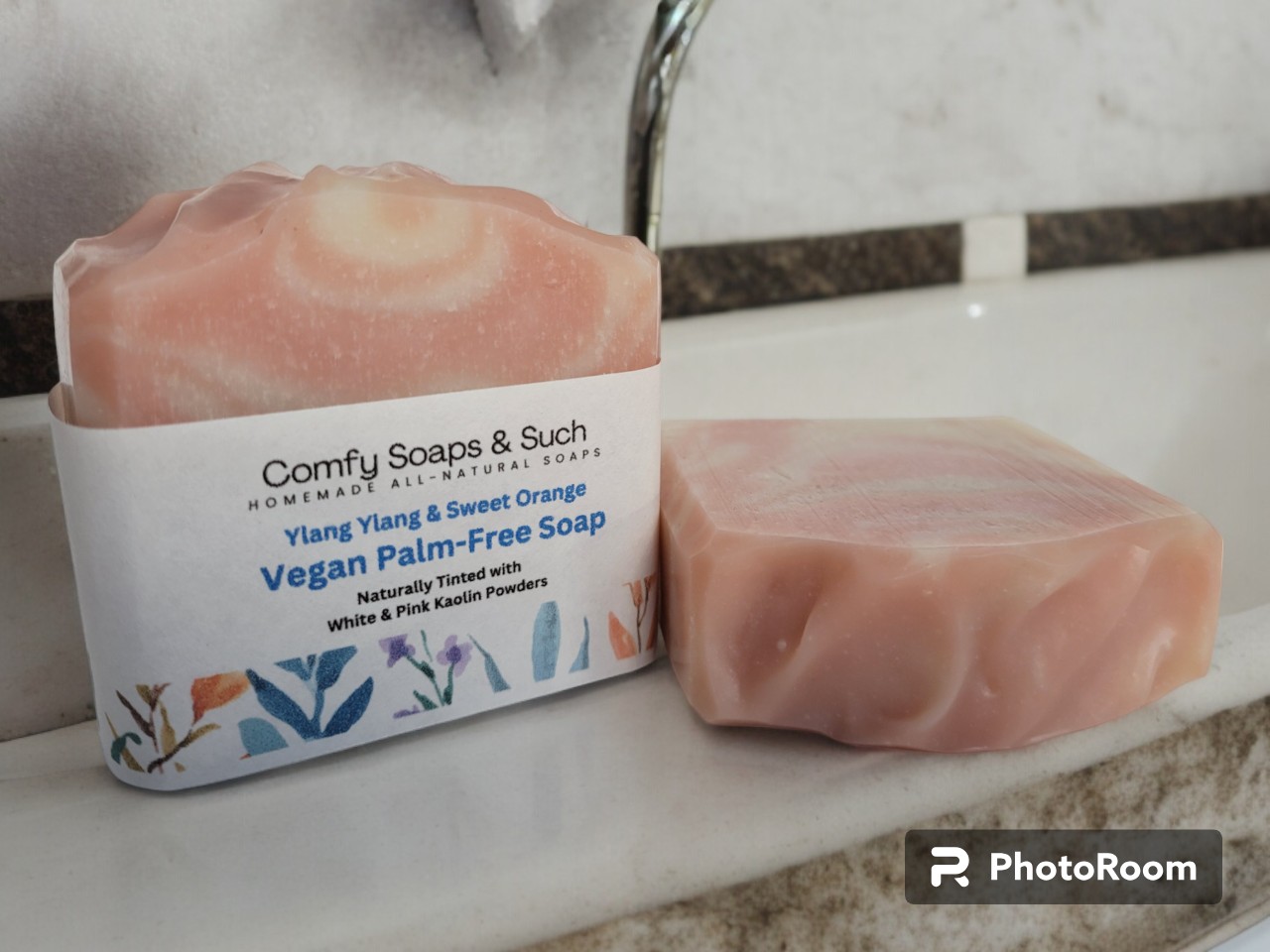 Palm-Free all natural soap with pink and white kaolin and essential oils