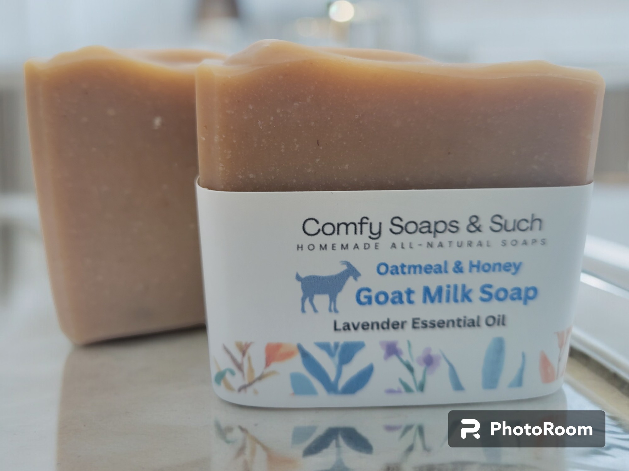 Homemade all-natural goat milk soap with honey and oatmeal