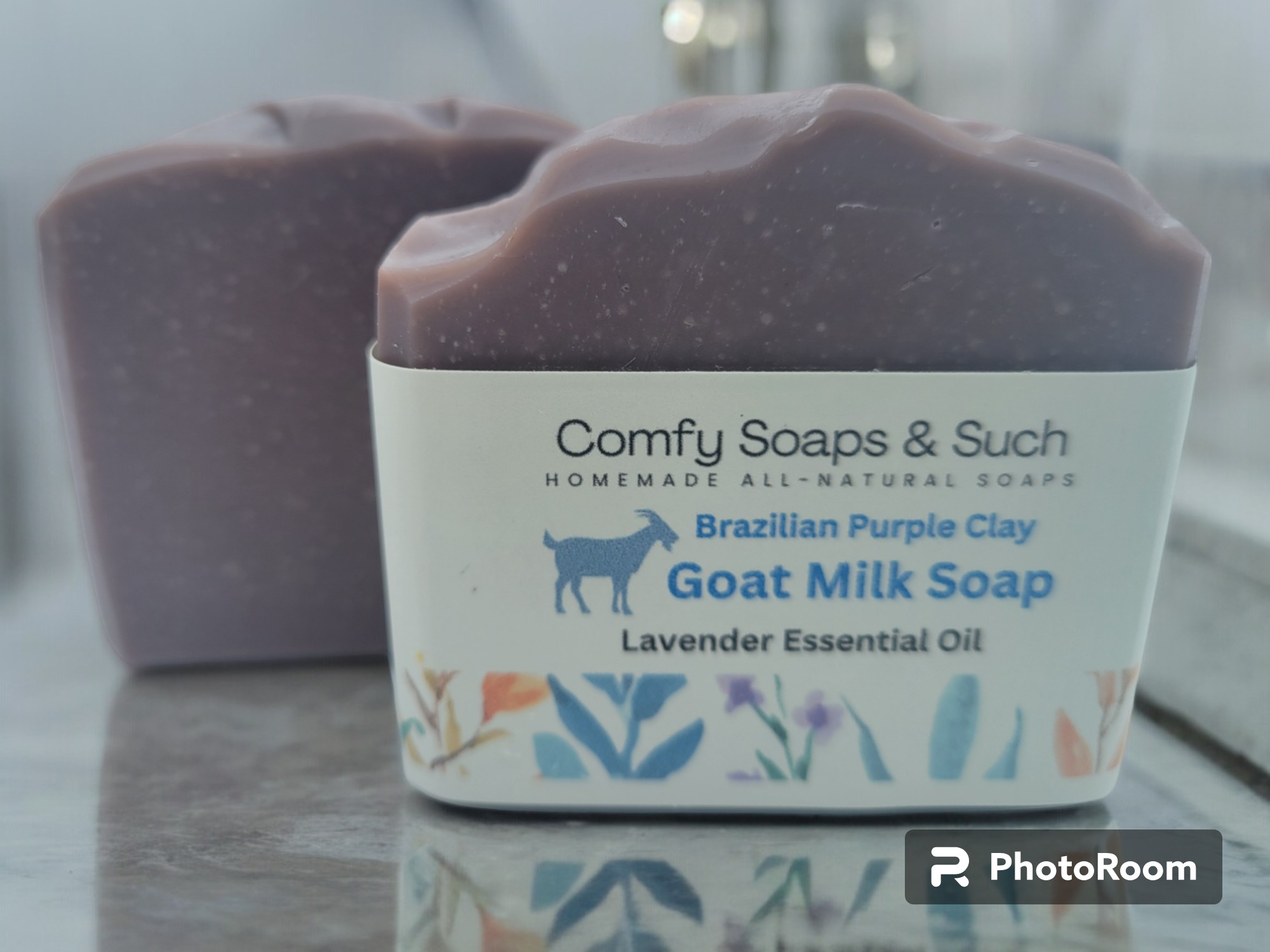 Handmade All-Natural Lavender Goat Milk Soap with Purple Brazilian Clay