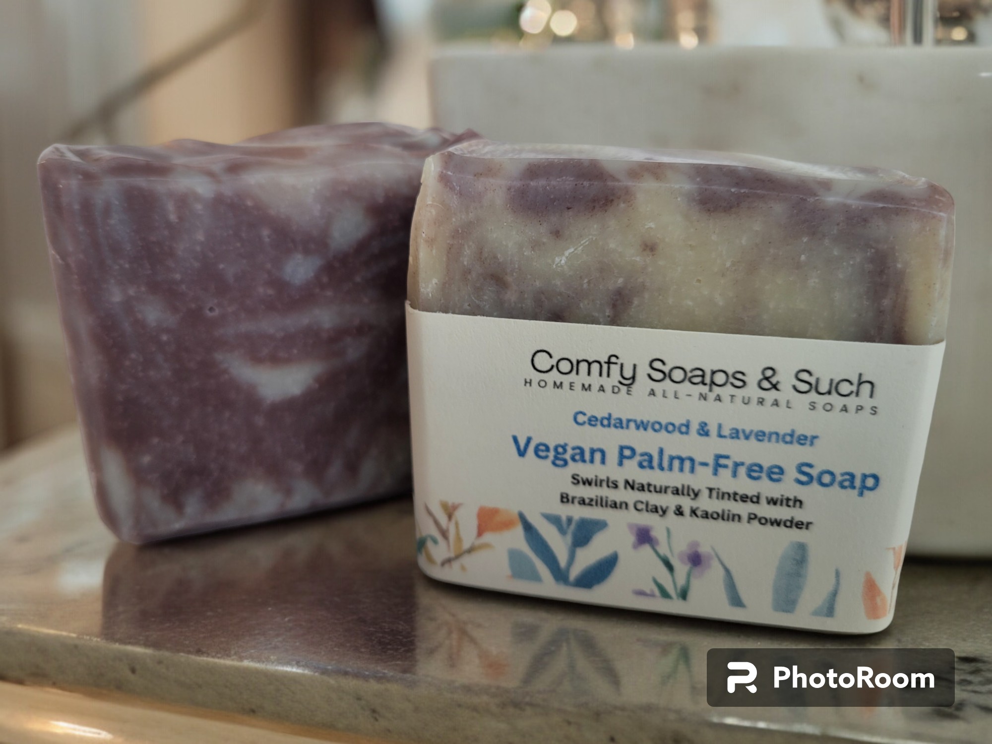 Handmade all-natural Vegan Palm Free Soap with Purple Brazilian Clay